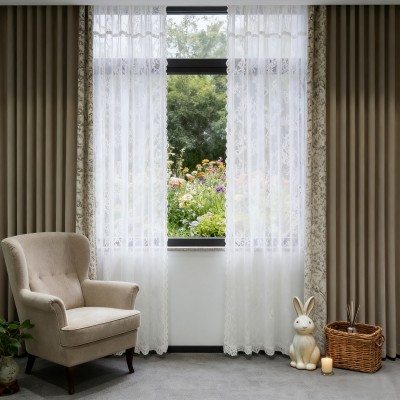 Chenille Wool Blend - Cheese Cream Color Light-blocking High-end Living Room Bedroom Light Luxury Modern Simple Curtain